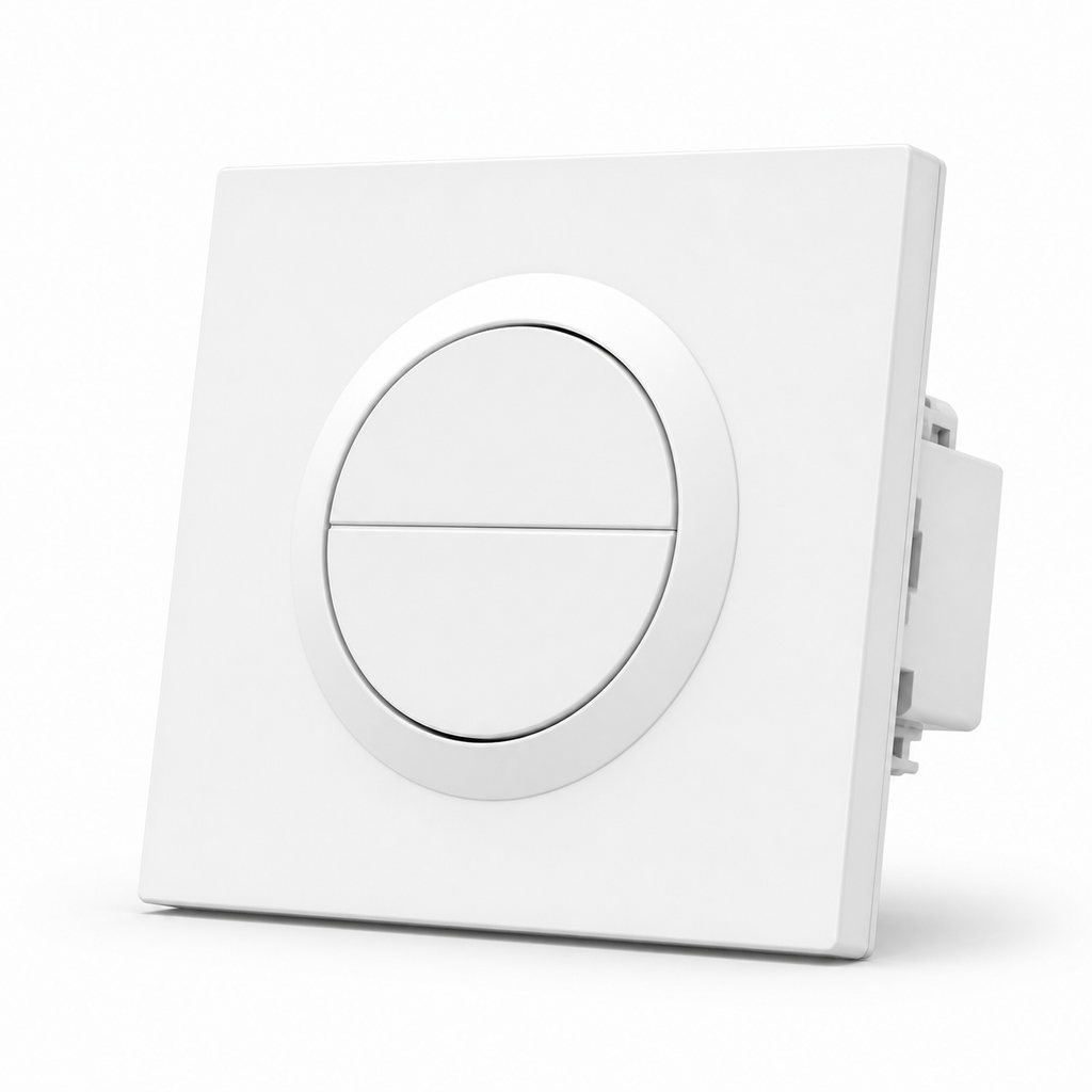 Studio packshot of NéoSwitch Orb-Zigbee Dual Pro dual-channel wall switch
