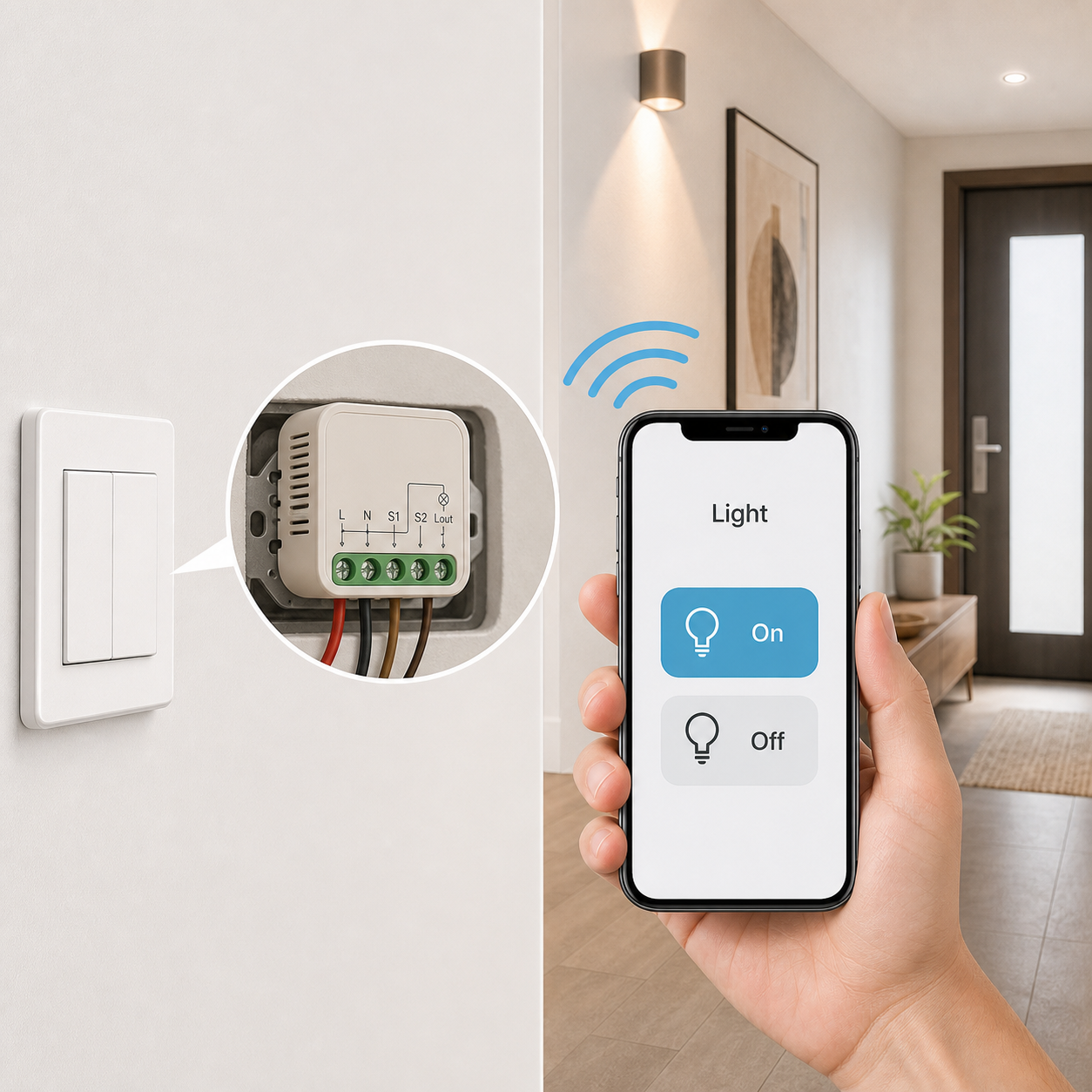 Generic app remote control for mini smart switch module