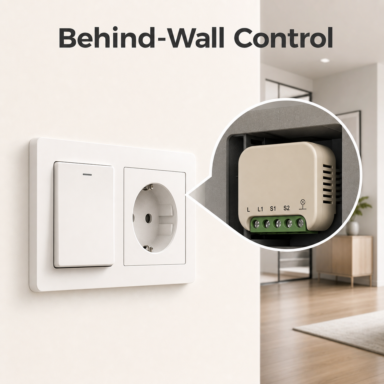Behind-wall control concept with mini smart switch module