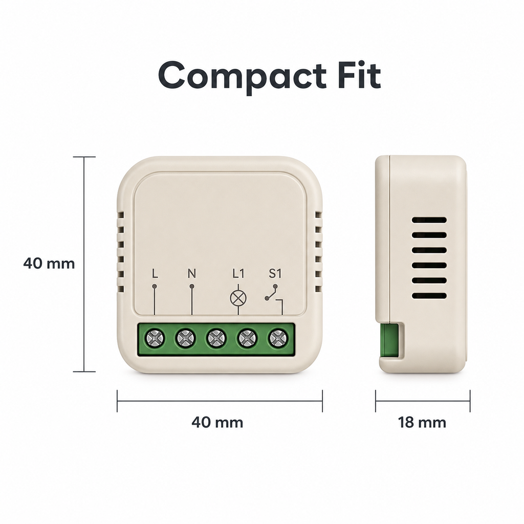 Compact dimensions diagram for mini smart switch module