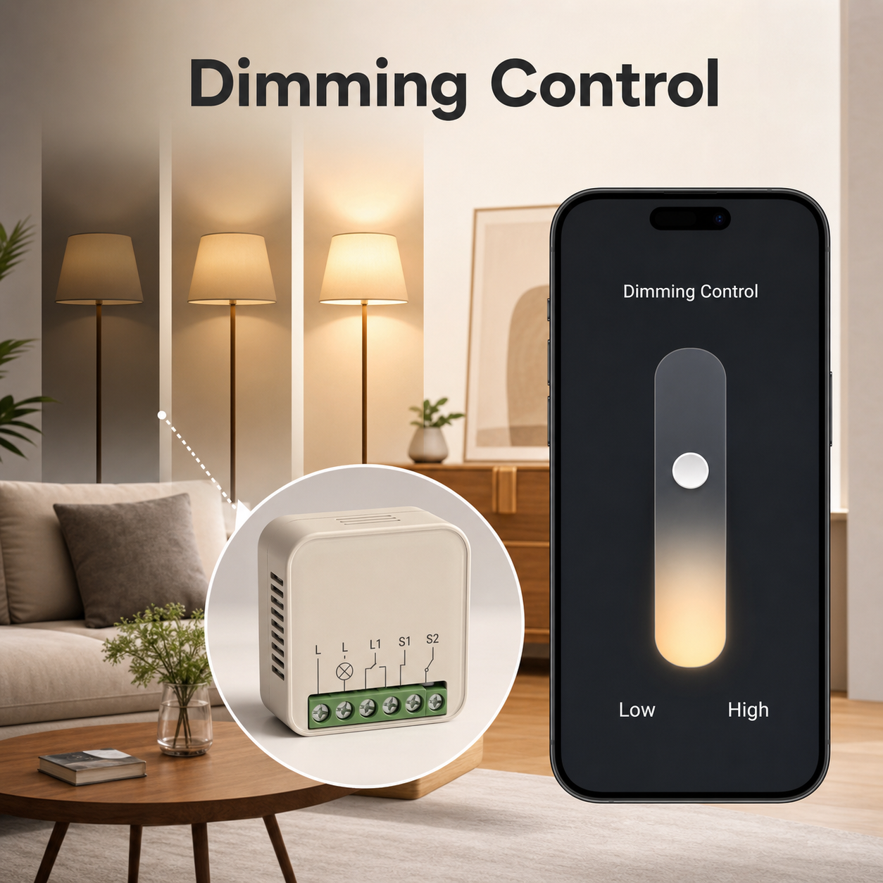 Dimming control feature for mini smart dimmer module