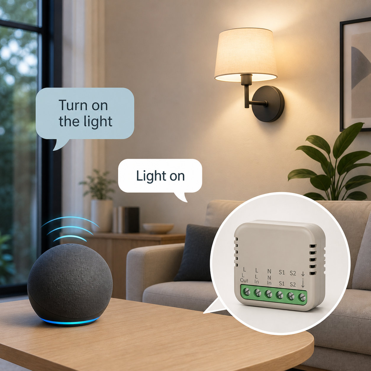 Generic voice control scene for mini smart switch module