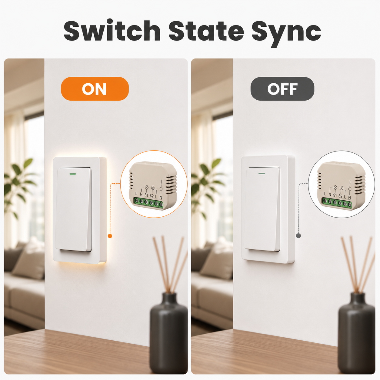 Switch state sync example for mini smart switch module