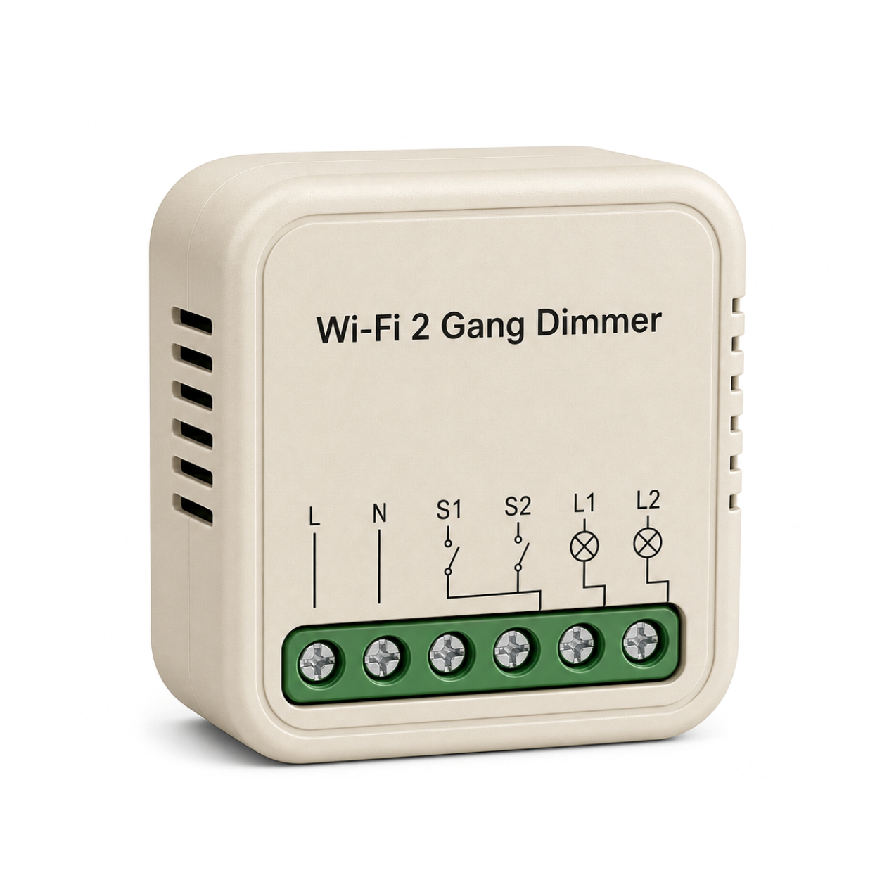 Module variateur connecté Wi-Fi 2 circuits NéoSwitch Ring Mini Comfort sur fond blanc