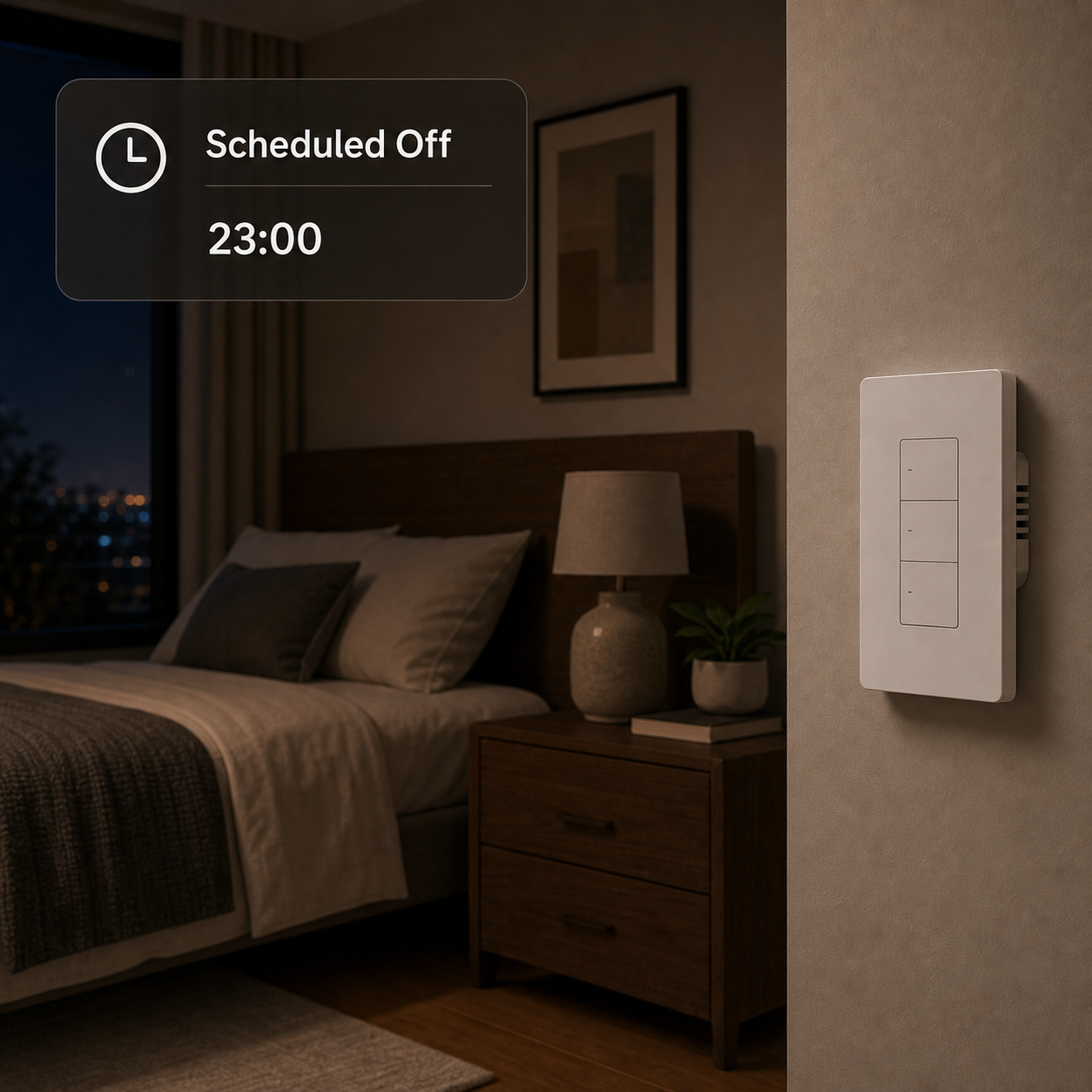 Scheduled off bedroom scene for ZBM5 Pro smart wall switch