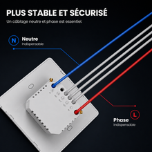 NéoTab Comfort, interrupteur Zigbee avec câblage neutre et phase pour une installation plus stable et sécurisée
