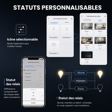 NéoTab Comfort, statuts personnalisables Zigbee avec icônes sélectionnables et relais allumé maintien ou éteint