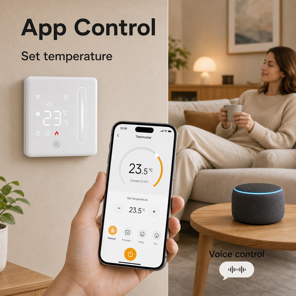 App and generic voice control scene for Wi-Fi thermostat