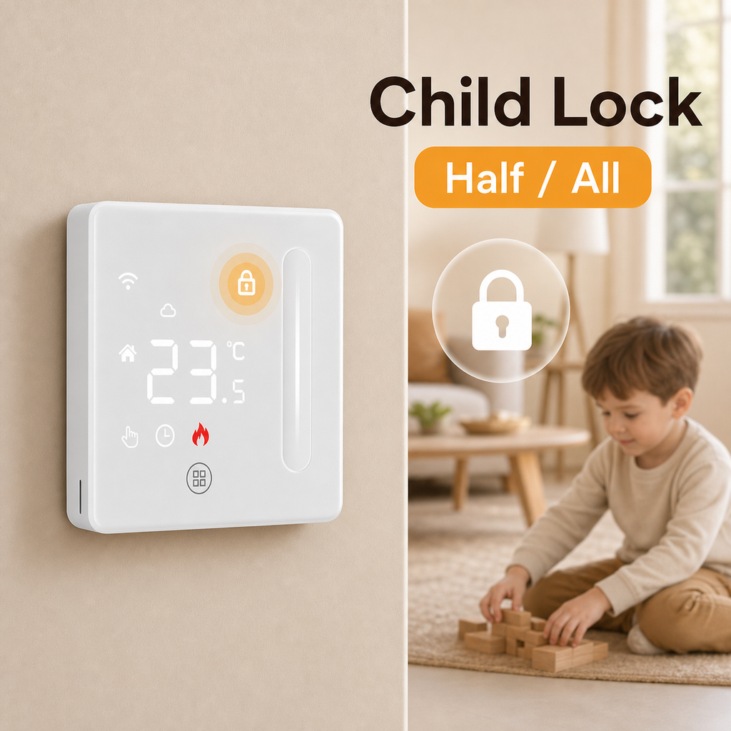 Child lock mode on Wi-Fi floor thermostat