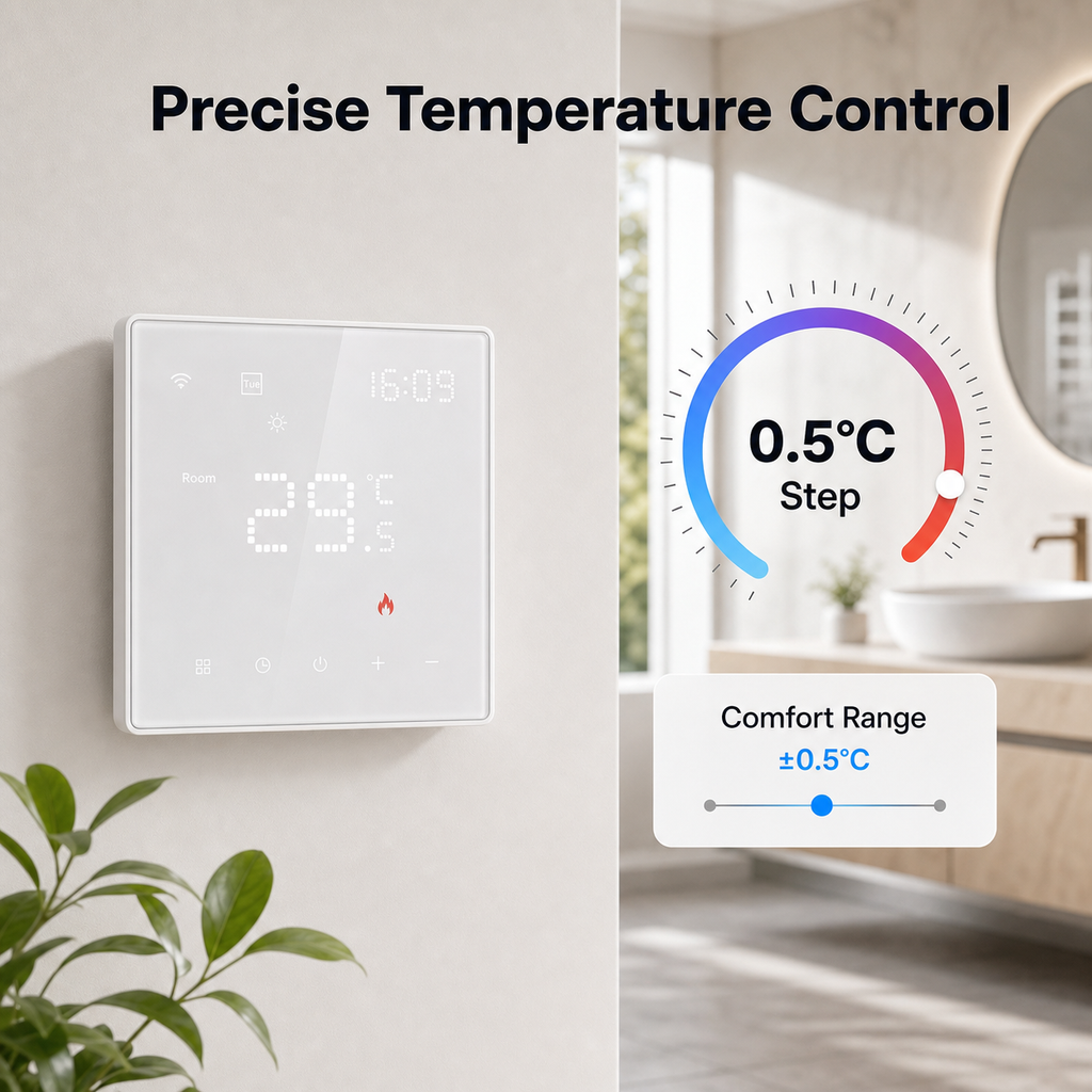 Precise temperature control feature for WiFi thermostat