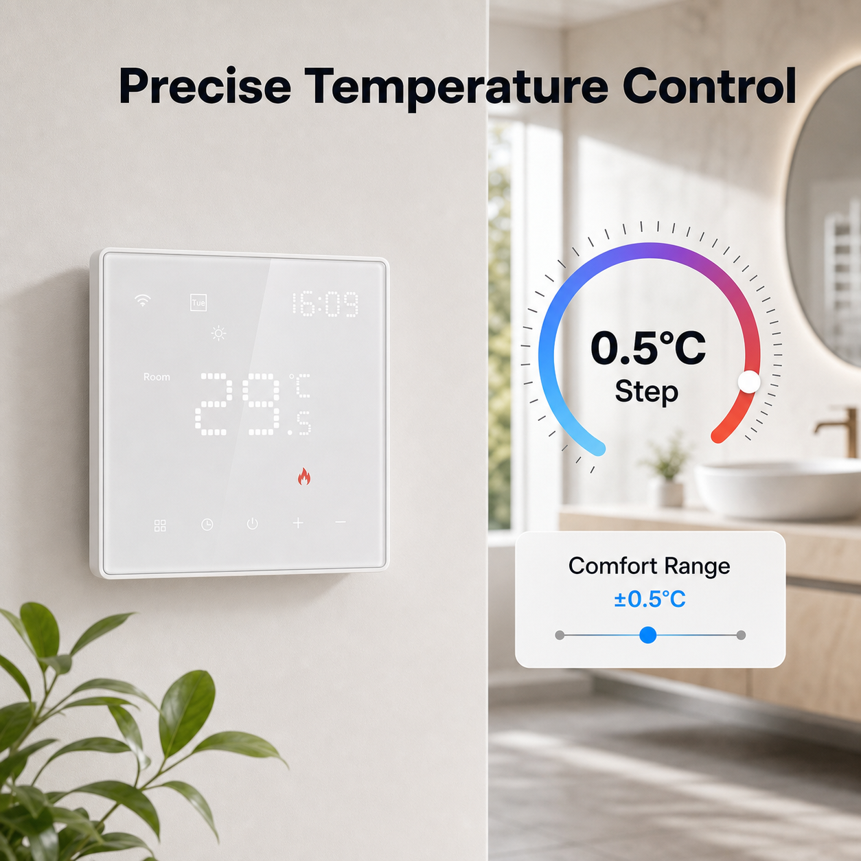 Precise temperature control feature for WiFi thermostat