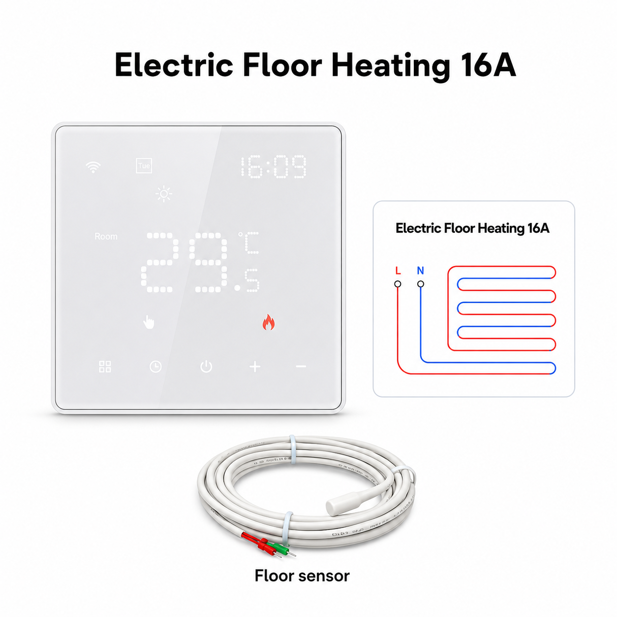 Electric Floor Heating 16A variant image with floor sensor