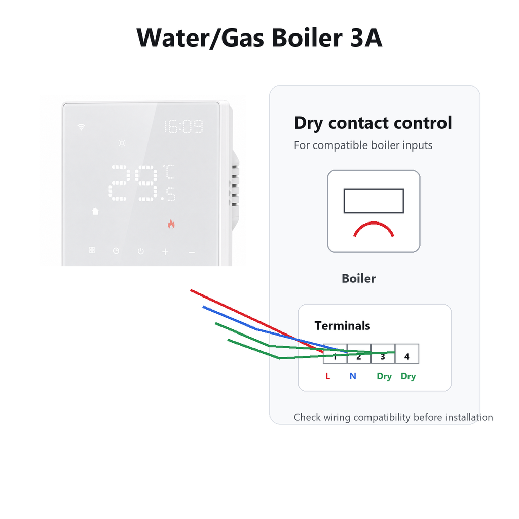 Water Gas Boiler 3A variant image with dry contact wiring