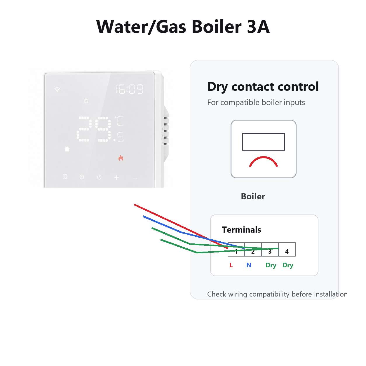 Water Gas Boiler 3A variant image with dry contact wiring