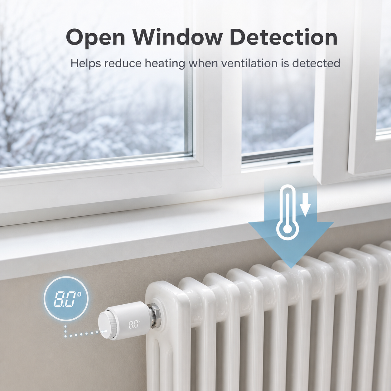 Open window detection feature for NéoTherm Pro thermostatic radiator valve