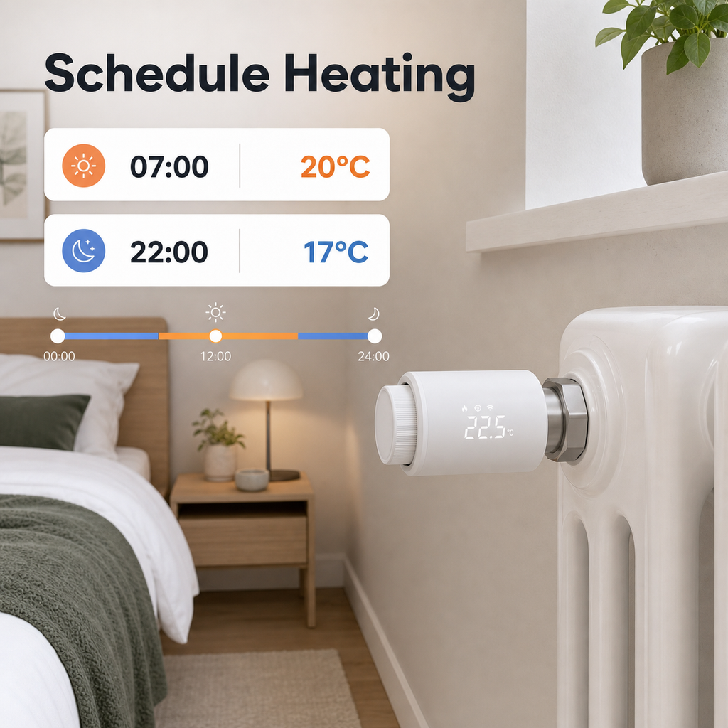 Schedule heating control scene for NéoTherm Pro radiator valve