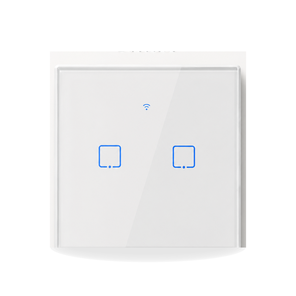 NéoTouch Glass T2/T3 Pro blanc à deux canaux, interrupteur tactile WiFi et RF433 standard UK.