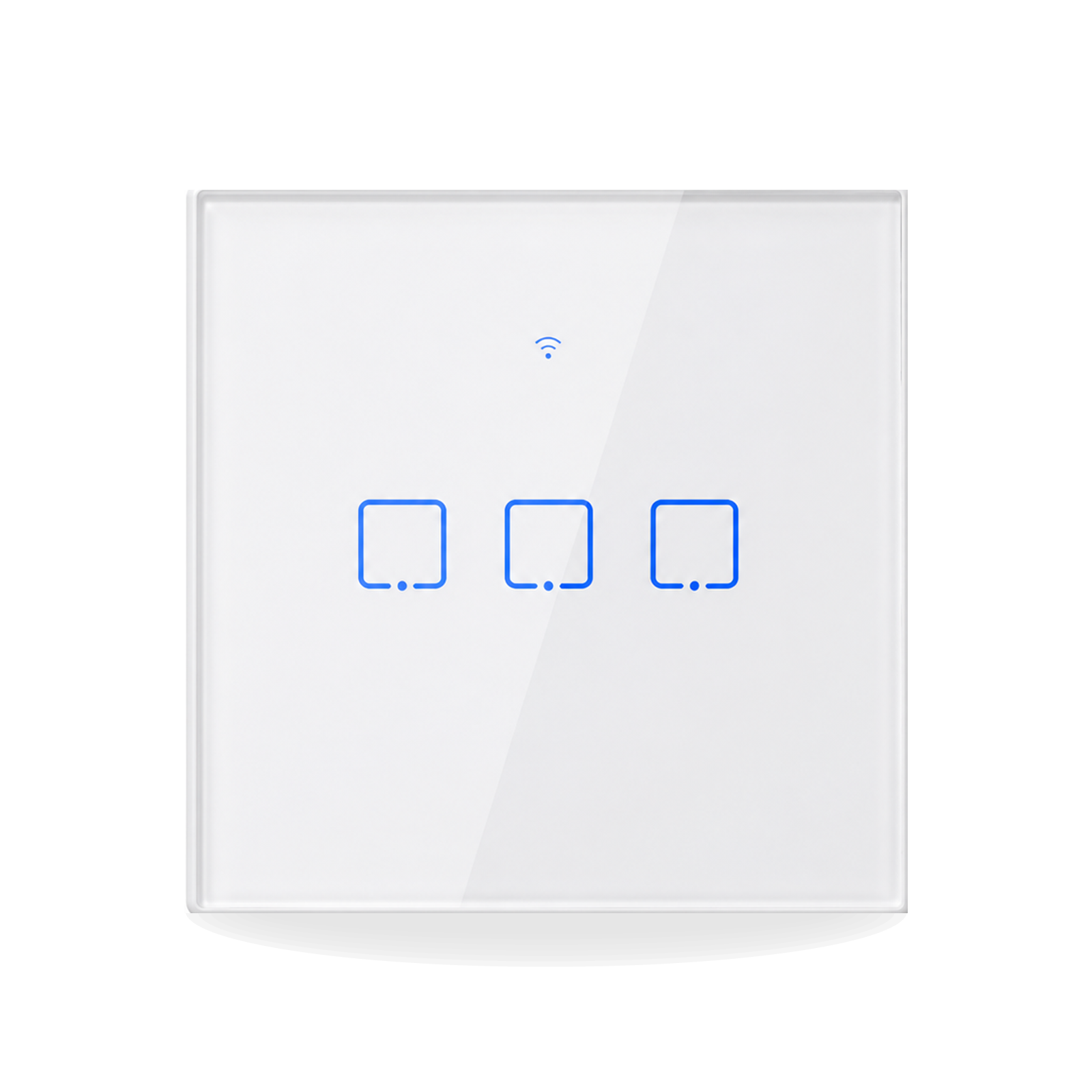 NéoTouch Glass T2/T3 Pro blanc à trois canaux, interrupteur tactile WiFi et RF433 standard UK.