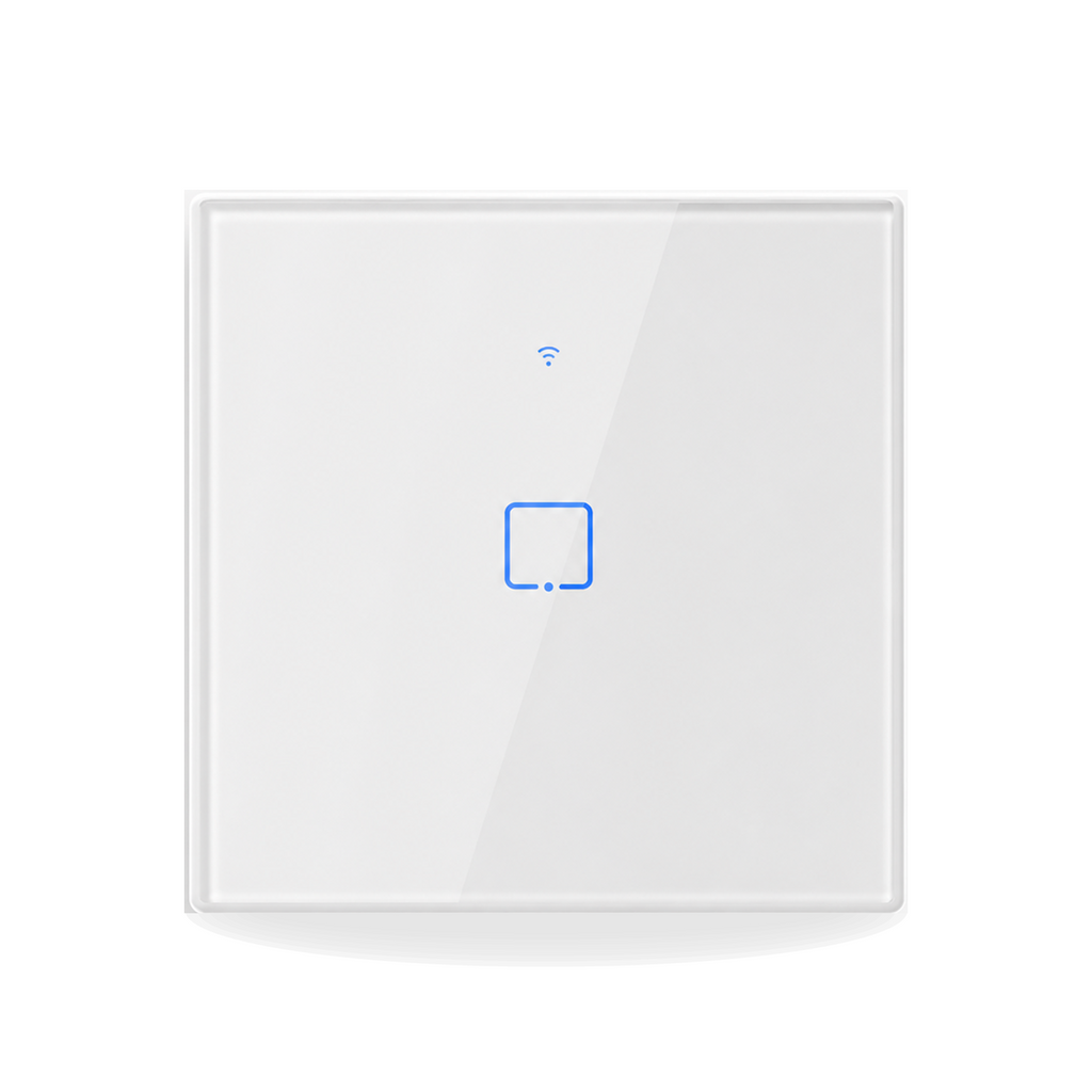 NéoTouch Glass T2/T3 Pro blanc à un canal, interrupteur tactile WiFi et RF433 standard UK.