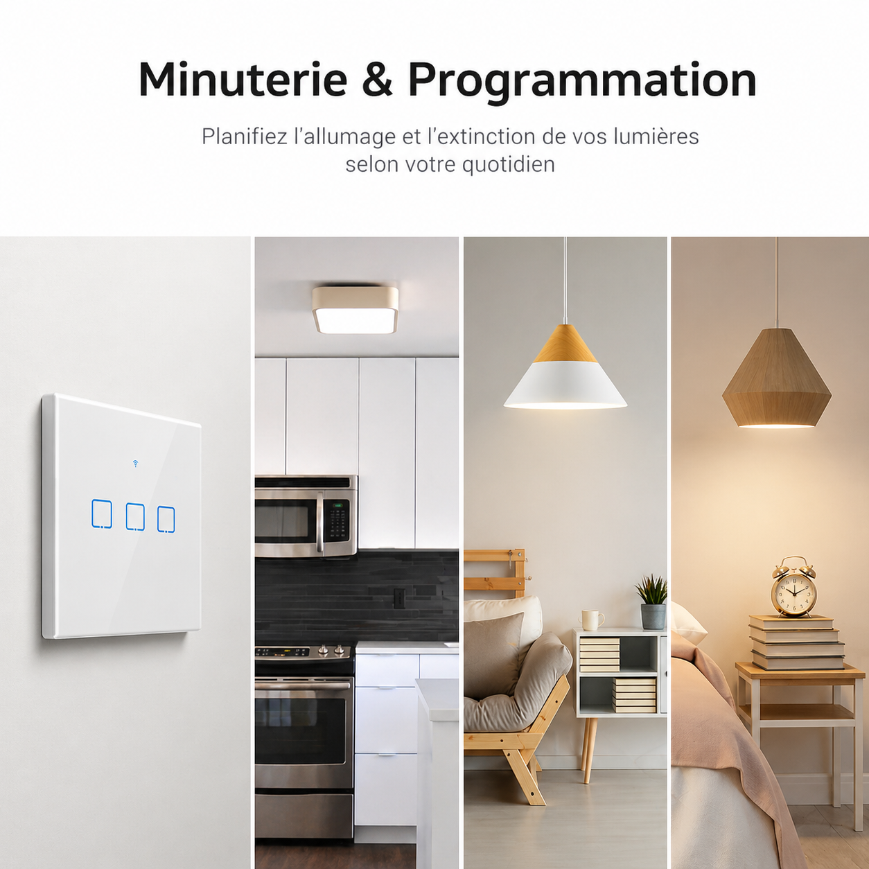 NeoTouch Glass T2 T3 Pro, minuterie et programmation lumiere.
