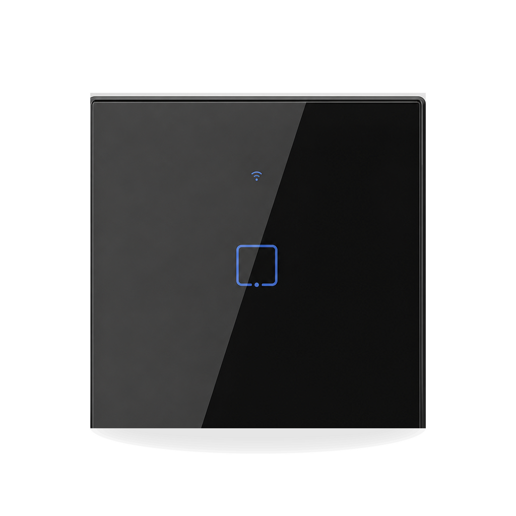 NéoTouch Glass T2/T3 Pro noir à un canal, interrupteur tactile WiFi et RF433 standard UK.