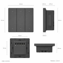 NeoTouch Glass T2 T3 Pro, dimensions interrupteur noir 3 boutons.