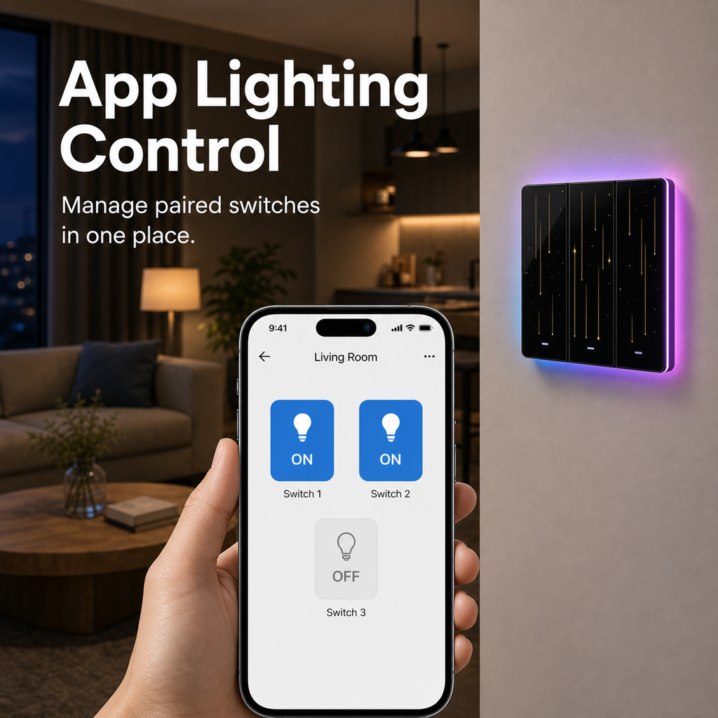 Generic app lighting control interface for NéoTouch Ultimate T5 Pro tactile wall switch