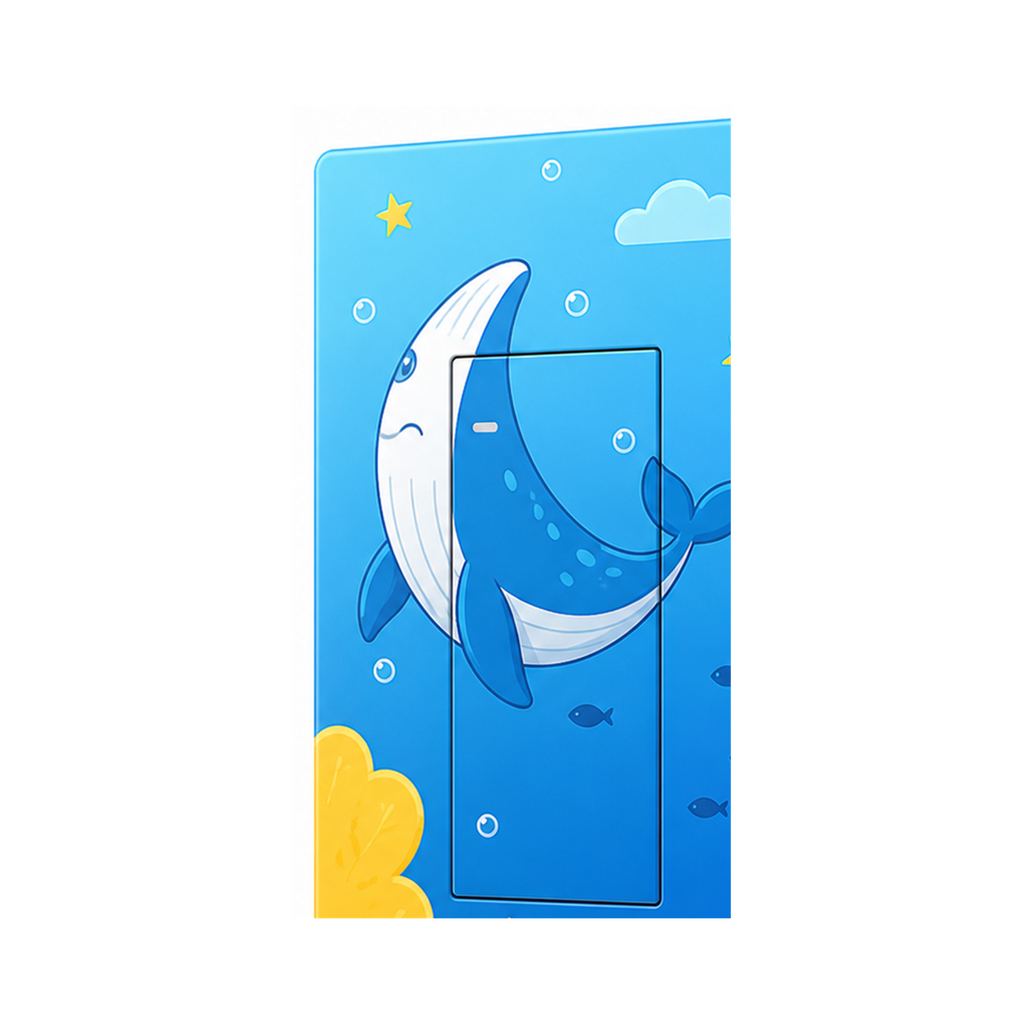 Cache Cartoon bleu pour NéoTouch Ultimate T5 Pro un canal sur fond blanc.