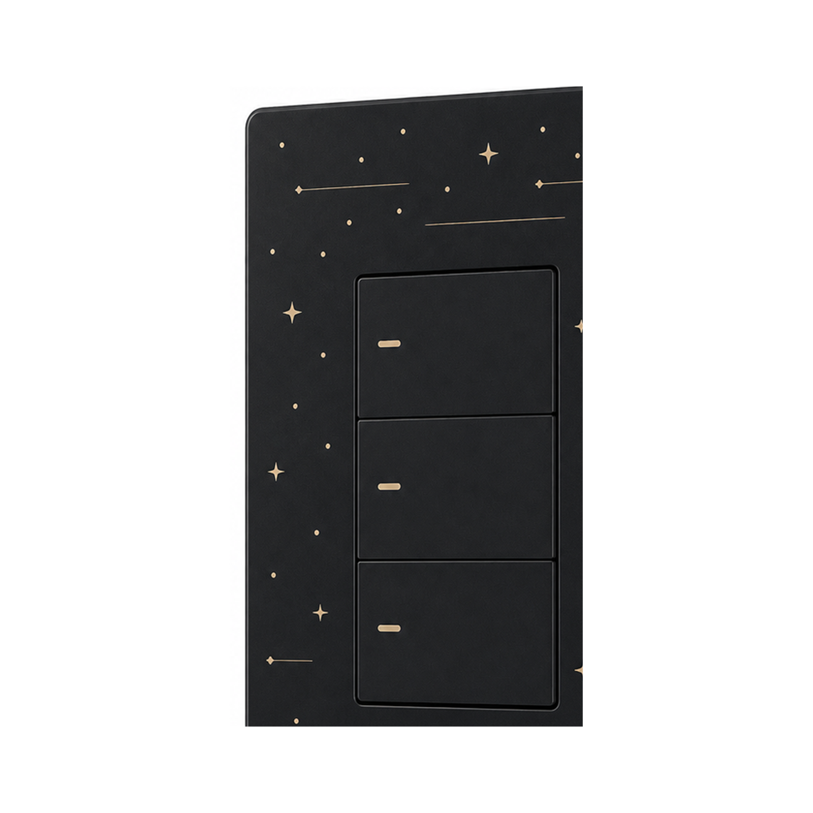 Cache Étoilé noir pour NéoTouch Ultimate T5 Pro trois canaux sur fond blanc.