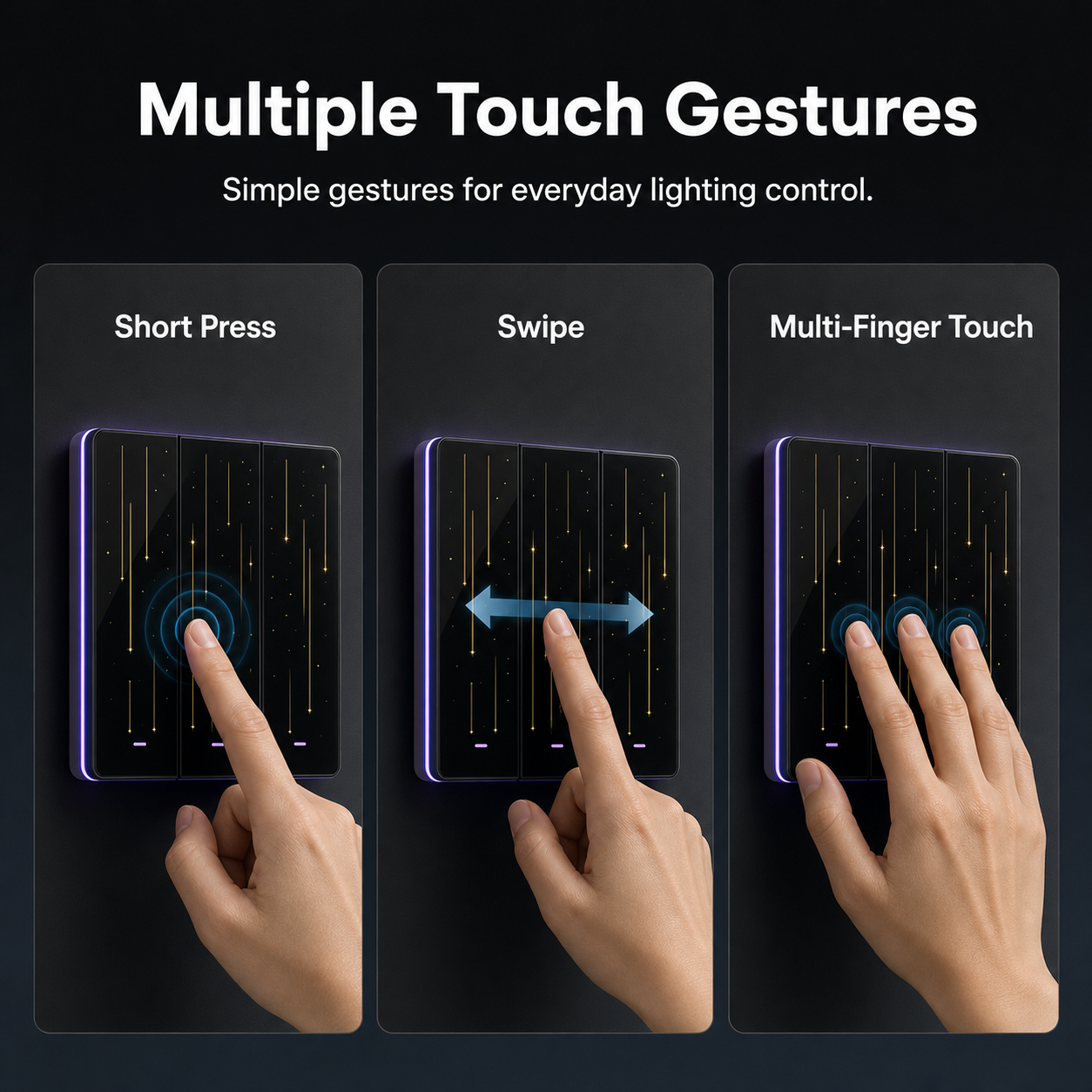 Multiple touch gesture control image for NéoTouch Ultimate T5 Pro wall switch