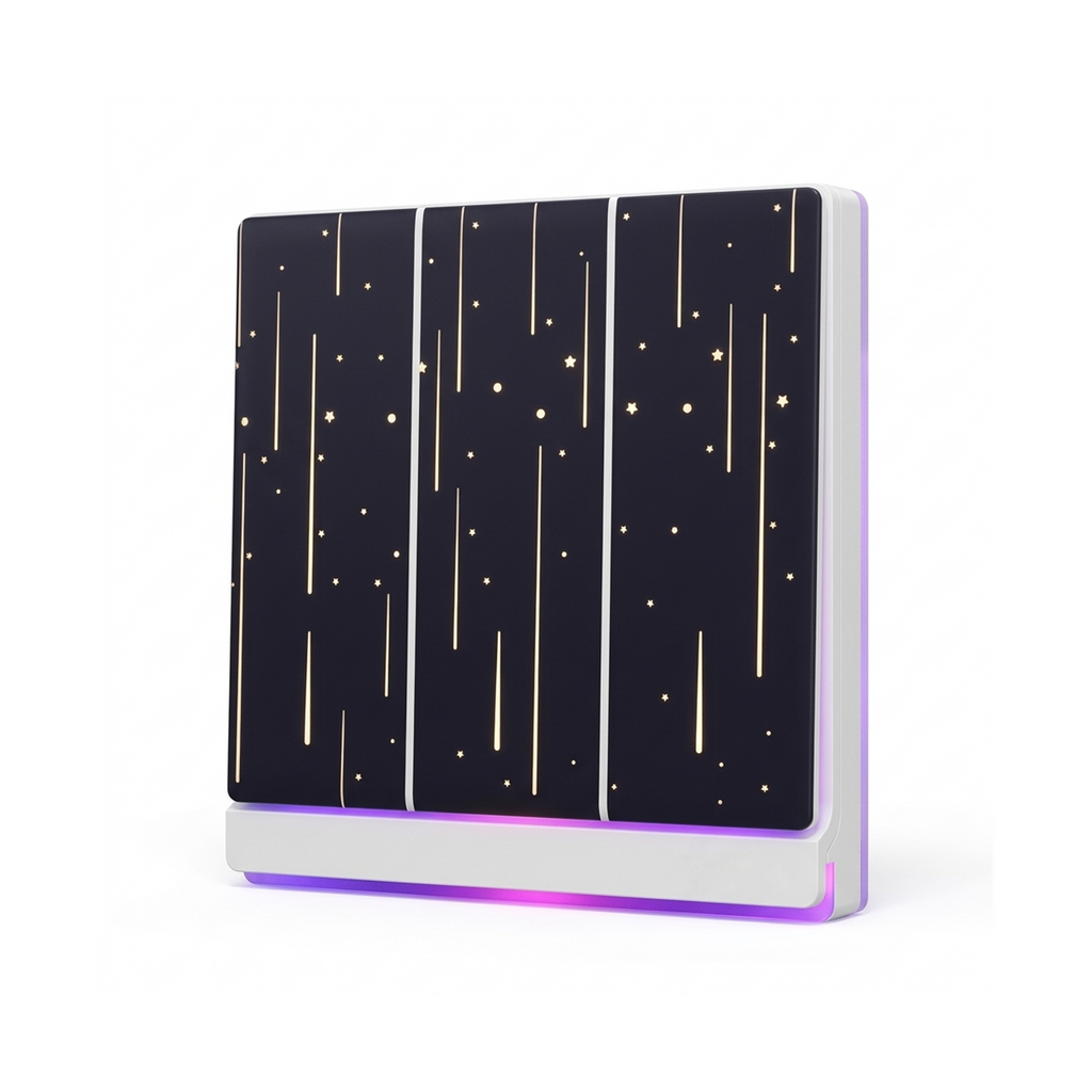 Interrupteur tactile NéoTouch Ultimate T5 Pro noir avec cache étoilé sur fond blanc