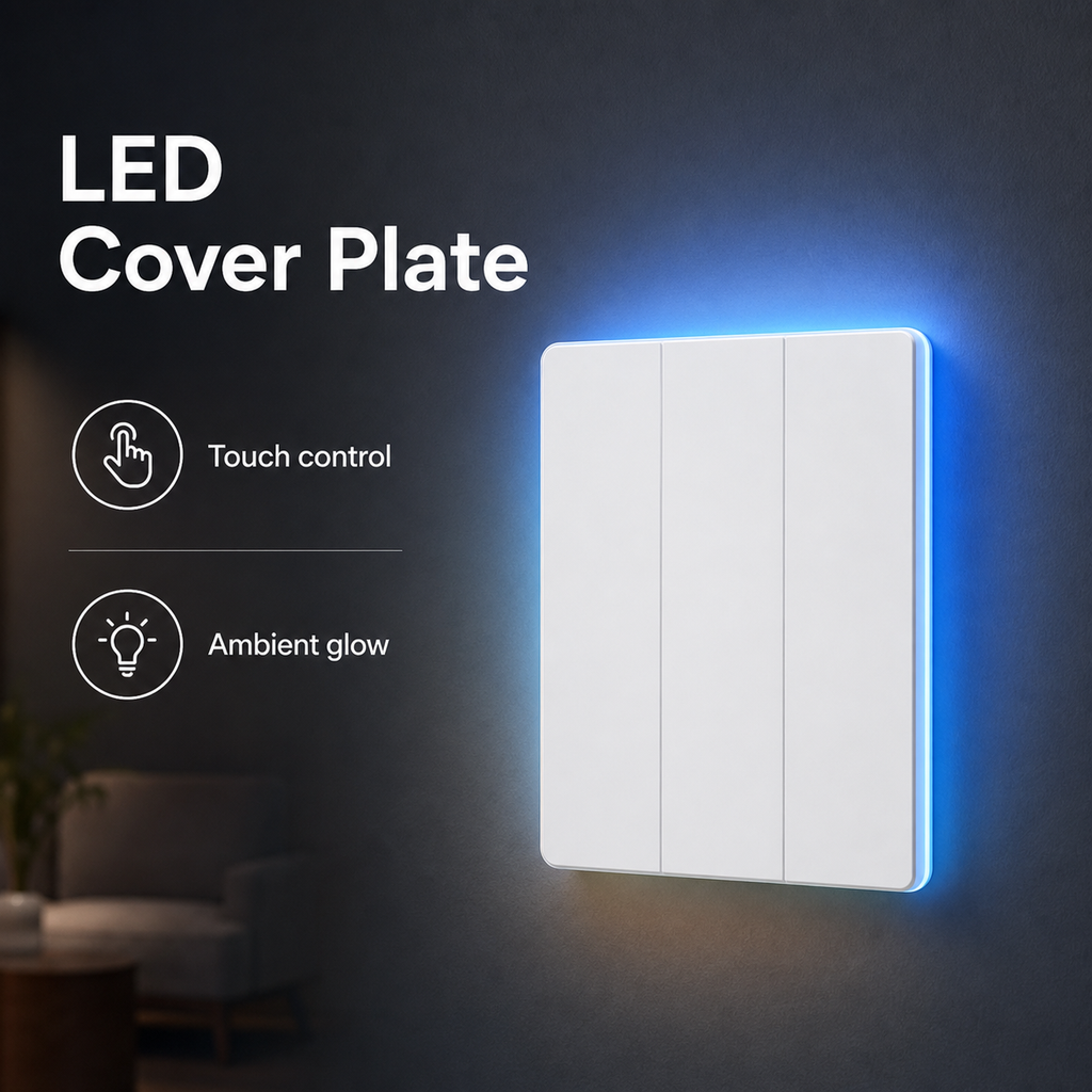 LED cover plate image for NéoTouch Ultimate T5 Pro with touch control and ambient glow