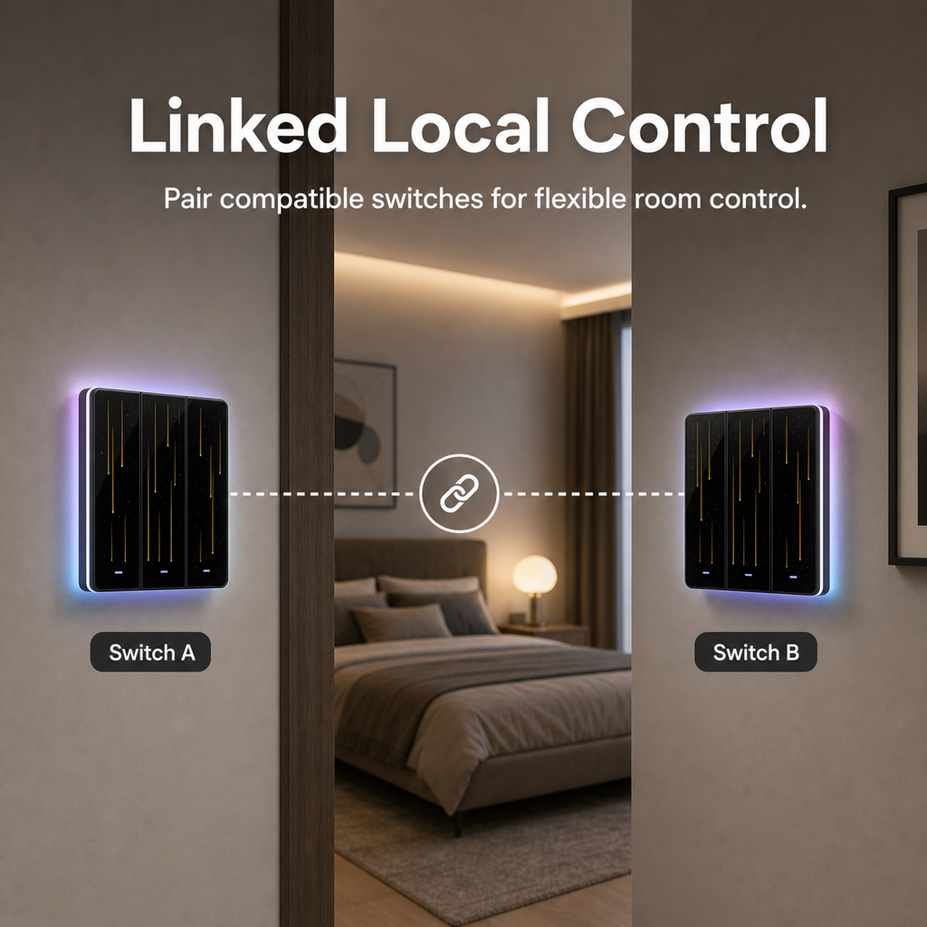 Linked local control feature image for NéoTouch Ultimate T5 Pro wall switch