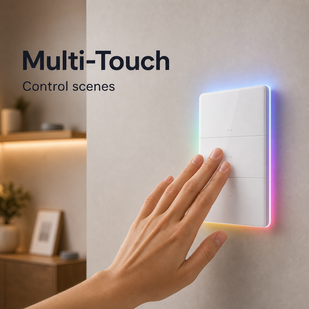 Multi-touch scene control on NéoTouch Ultimate T5 Pro wall panel