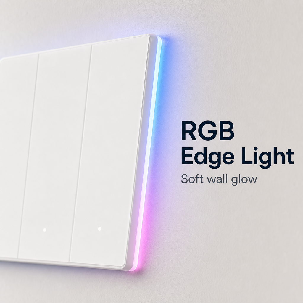 Close-up RGB edge light detail on NéoTouch Ultimate T5 Pro touch panel