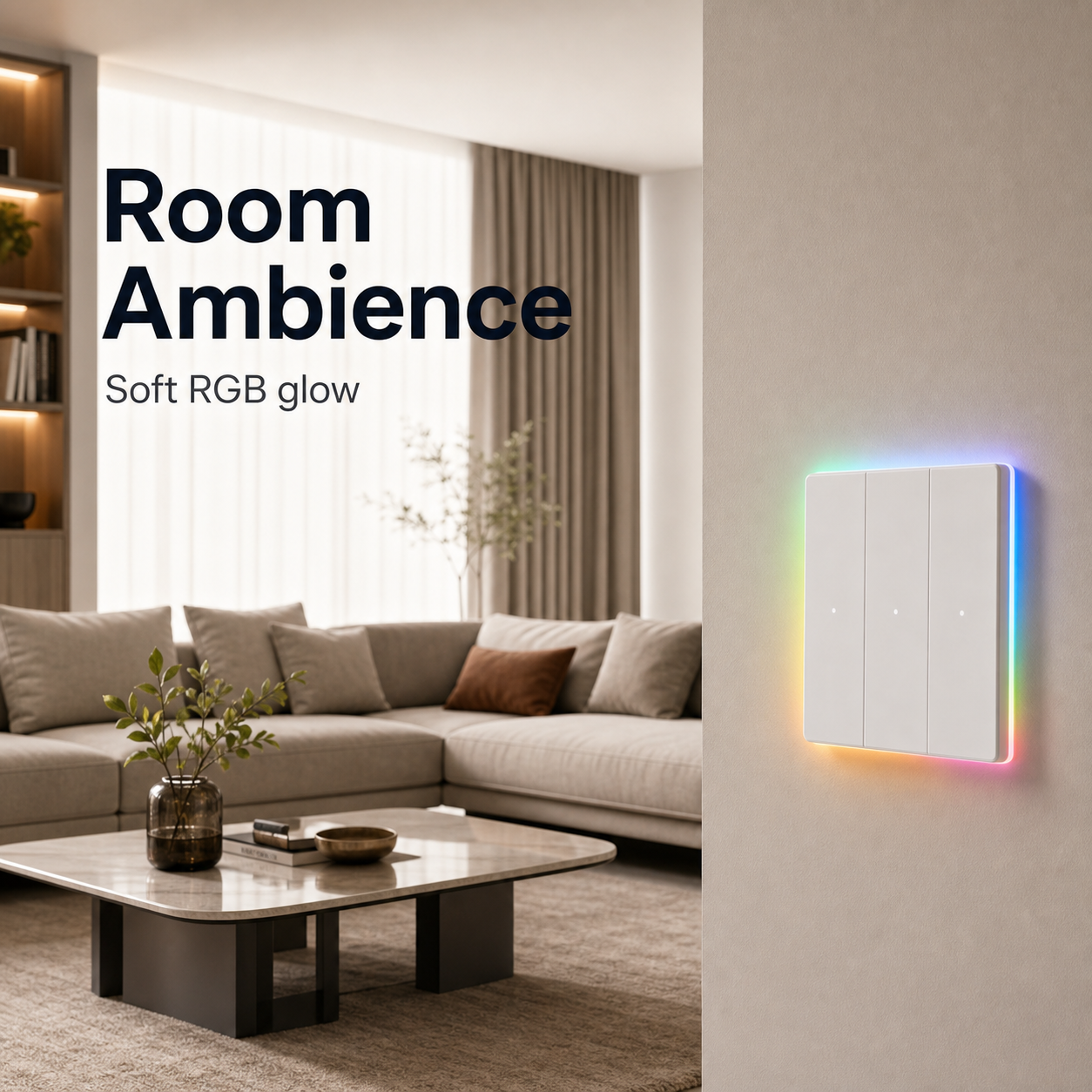 Room ambience scene with NéoTouch Ultimate T5 Pro soft RGB glow