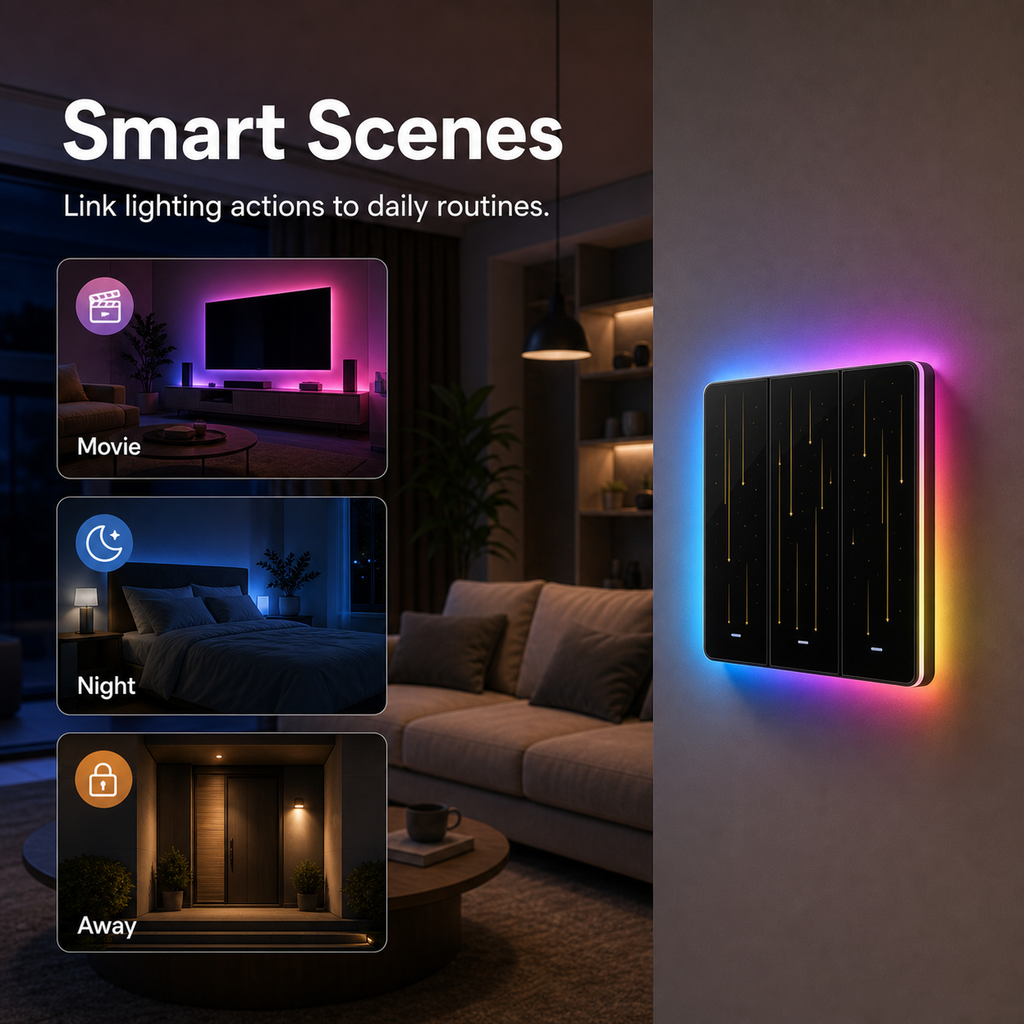 Smart scenes feature image for NéoTouch Ultimate T5 Pro wall switch