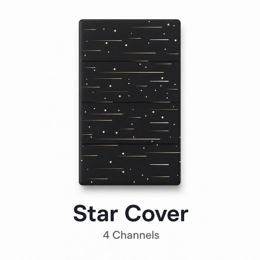 Black star-pattern replaceable cover for NéoTouch Ultimate T5 Pro four-channel panel