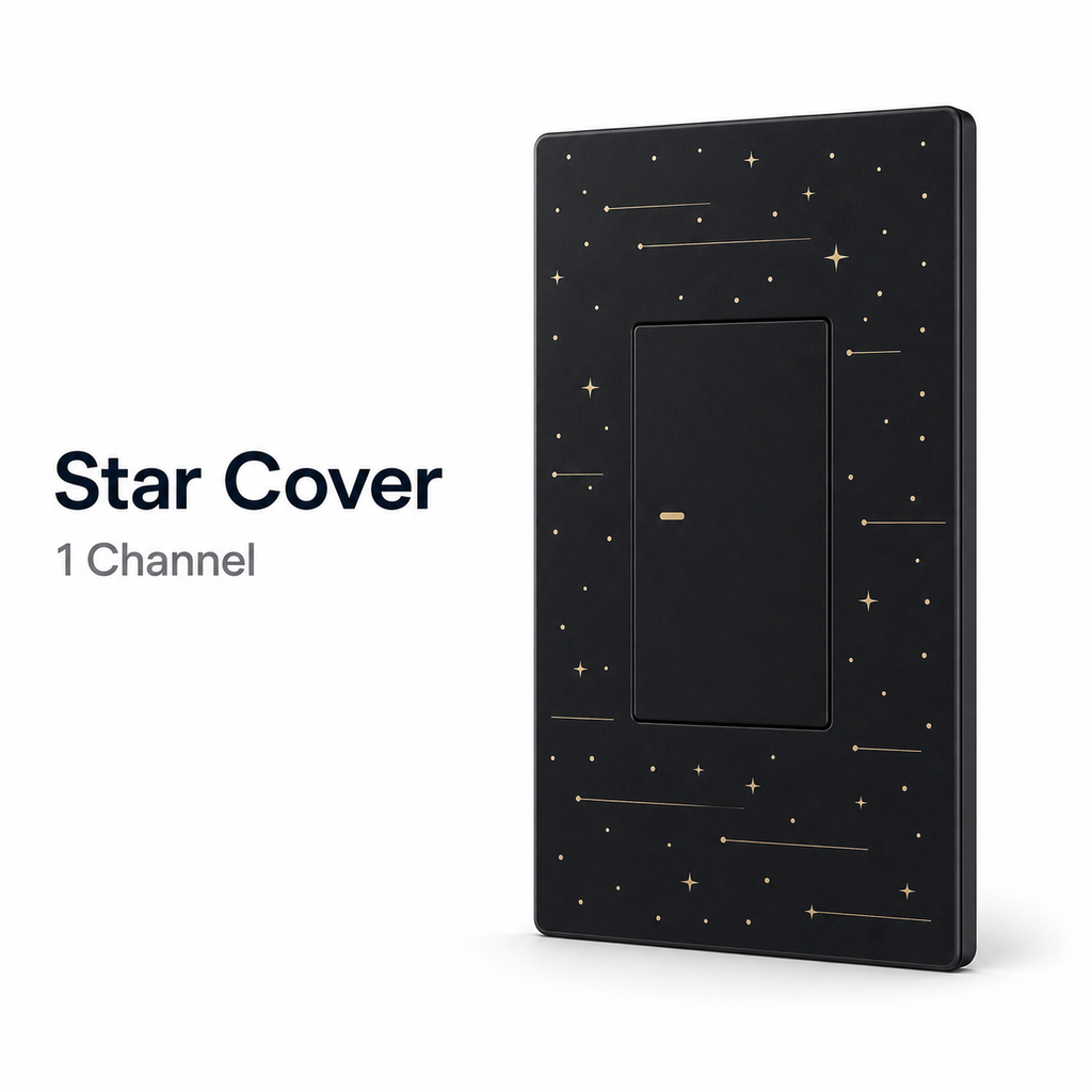 Black star-pattern replaceable cover for NéoTouch Ultimate T5 Pro one-channel panel