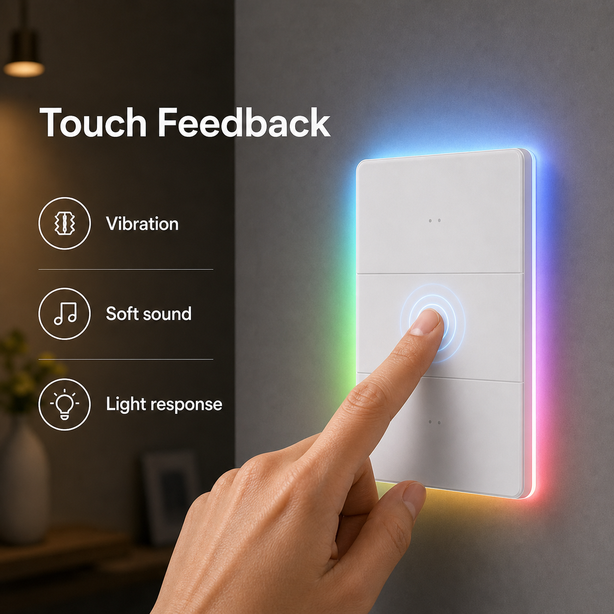 Touch feedback feature image for NéoTouch Ultimate T5 Pro with vibration, sound and light response