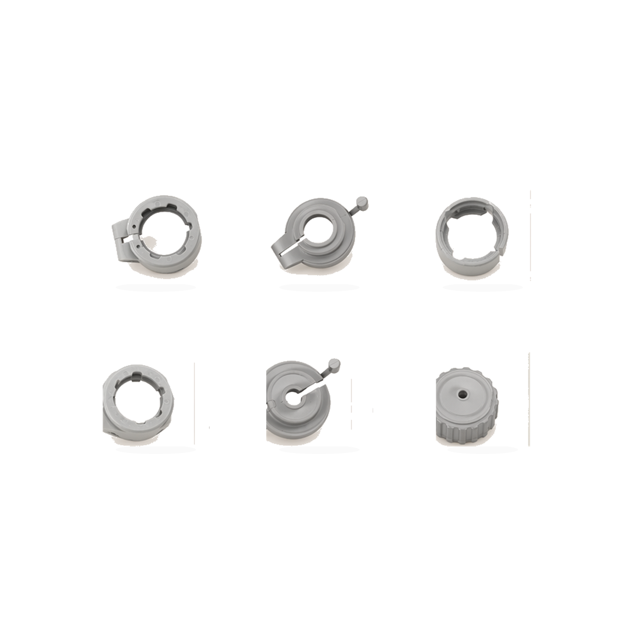 Adaptateurs de radiateur pour vanne thermostatique NéoValve Comfort sur fond studio blanc