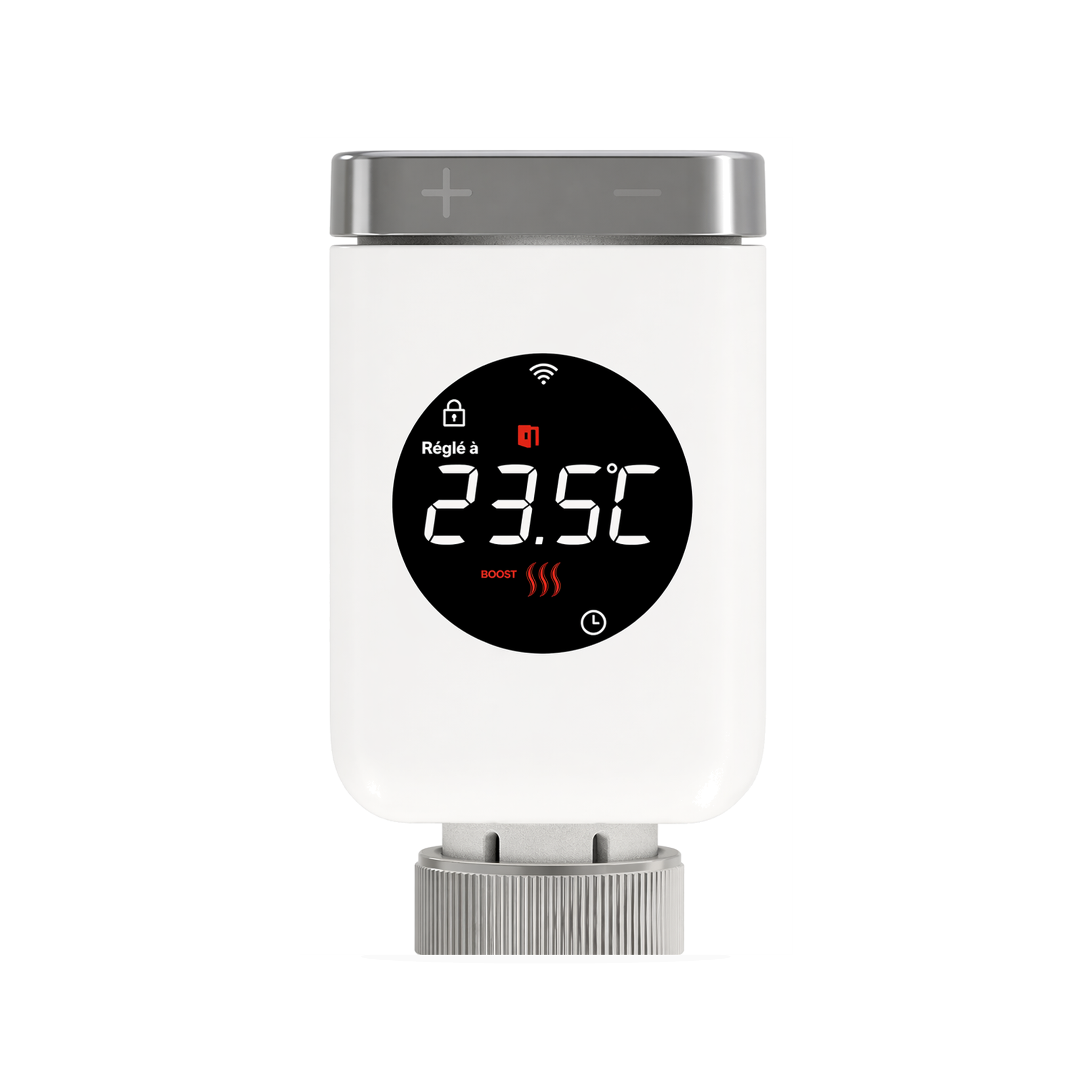 Lot de 1 vanne thermostatique connectée NéoValve Comfort sur fond studio blanc