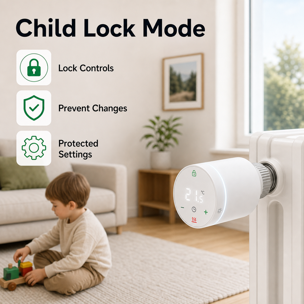 Child lock mode scene for smart radiator thermostatic valve