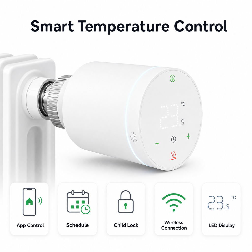 Smart temperature control features for connected radiator thermostatic valve