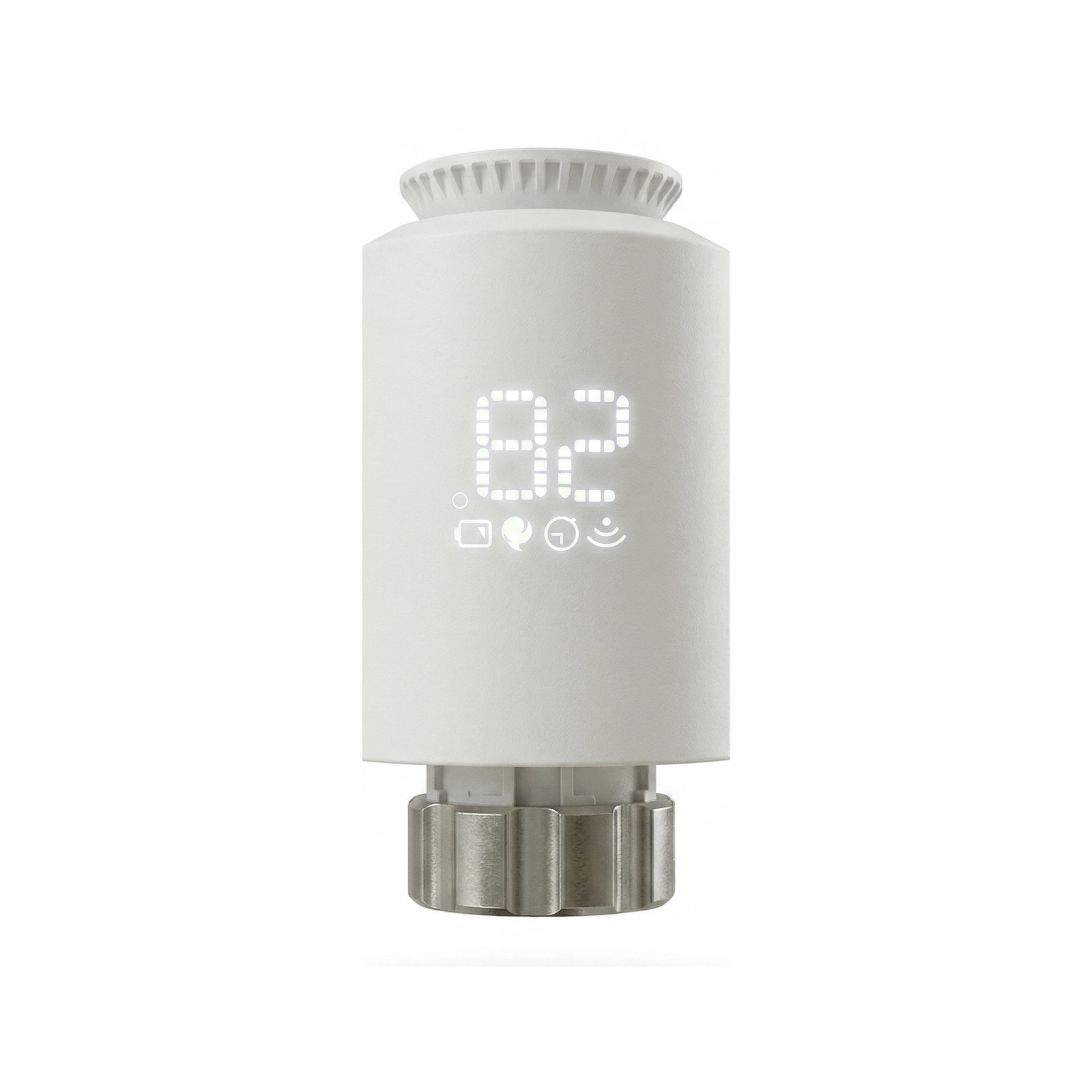 Vanne thermostatique connectée NéoValve Essential Zigbee lot de 1 vue de face sur fond blanc studio.
