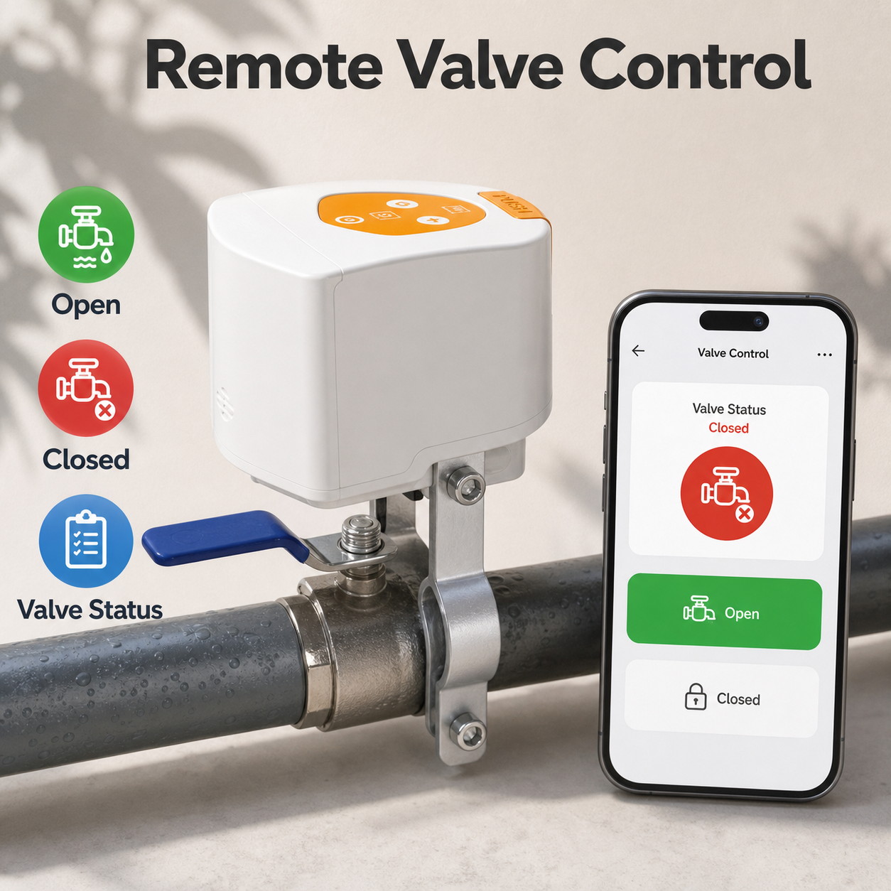 Remote open and closed valve status in generic app