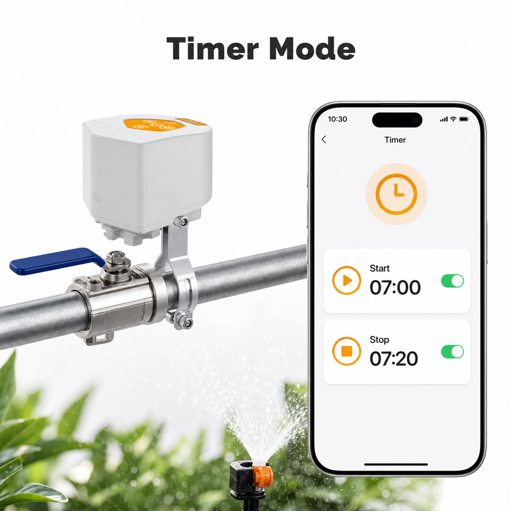 Timer mode schedule for smart valve controller