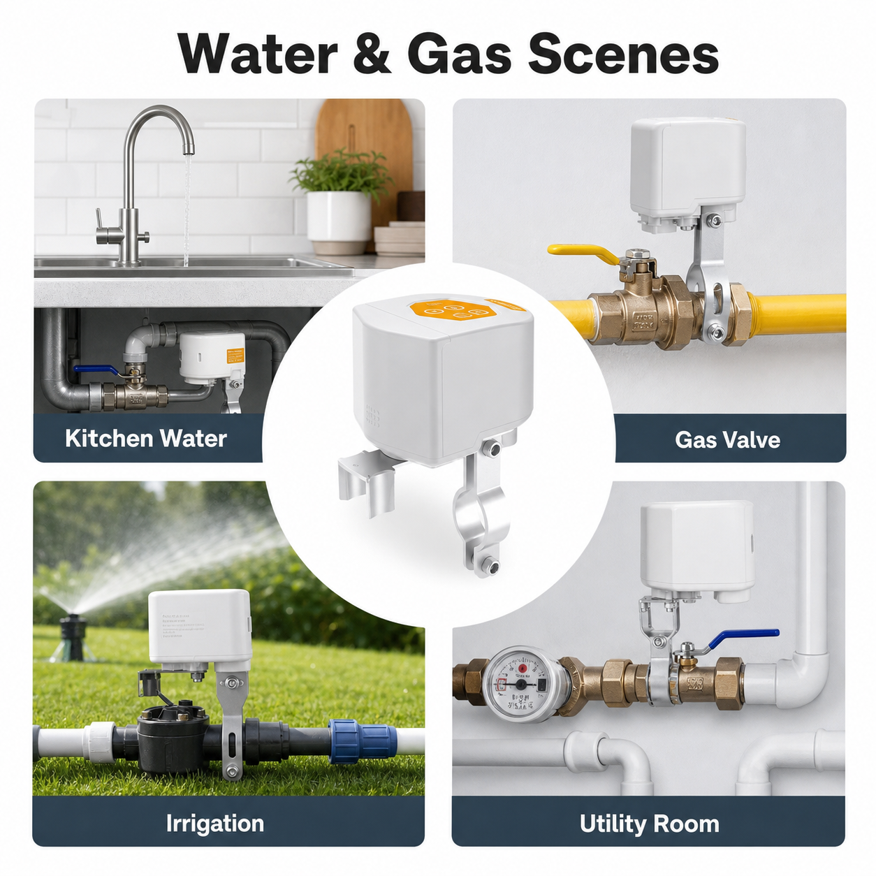 Water and gas usage scenes for smart valve controller