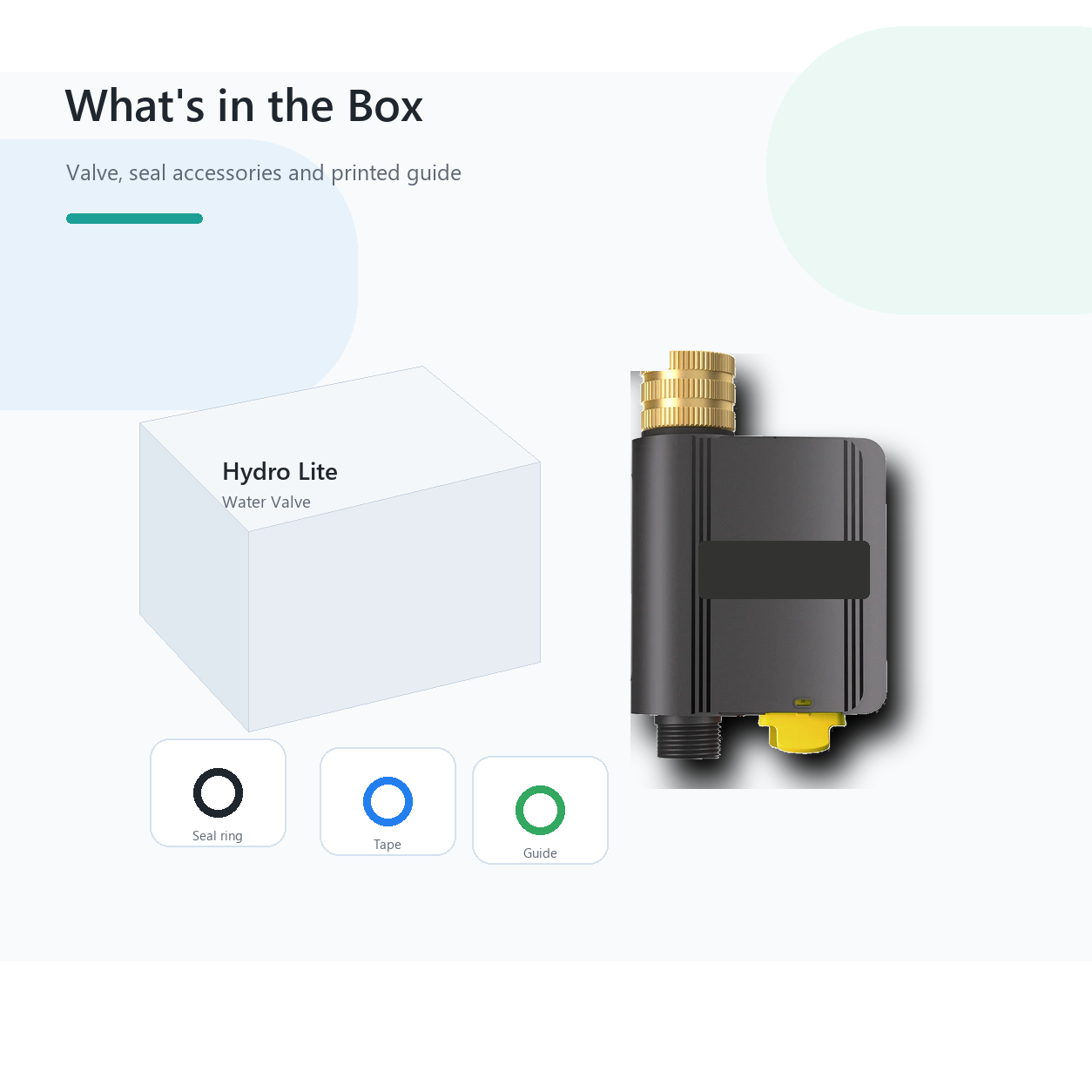 Box contents overview for Hydro Lite Pro water valve