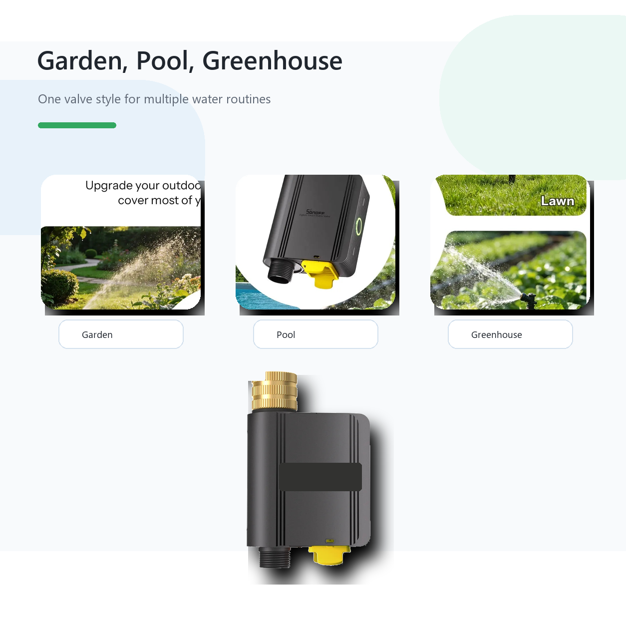 Garden pool and greenhouse use overview for Hydro Lite Pro water valve